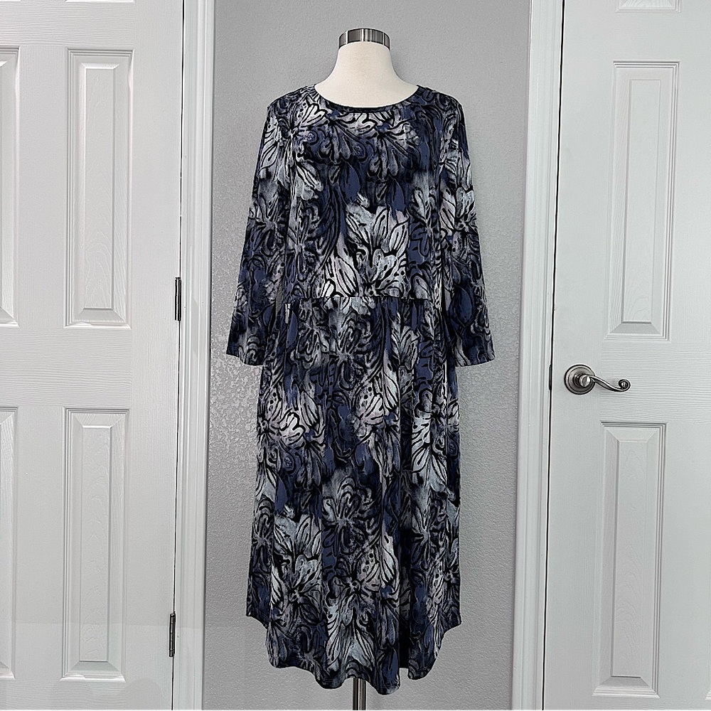 LOGO by Lori Goldstein Printed Cotton Modal Dress